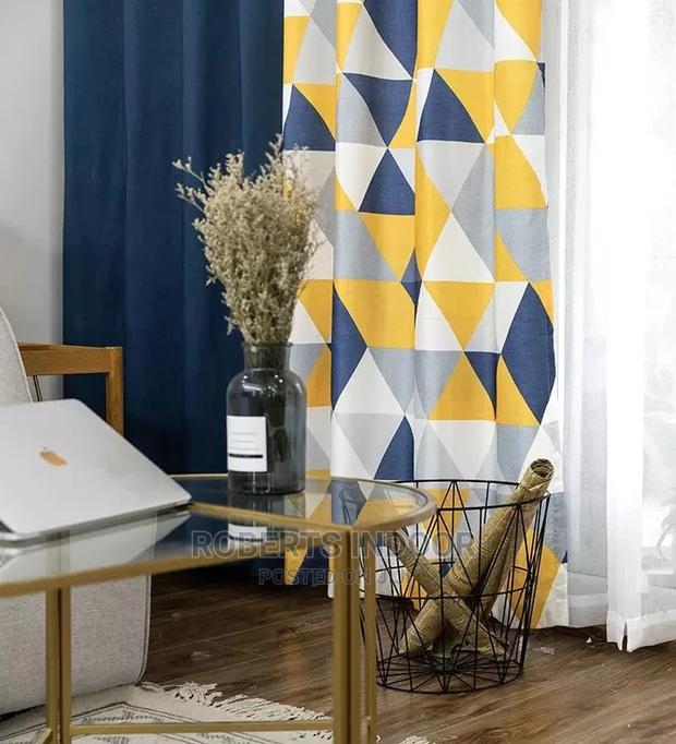 Printed Blue Elegant House Curtain - main view