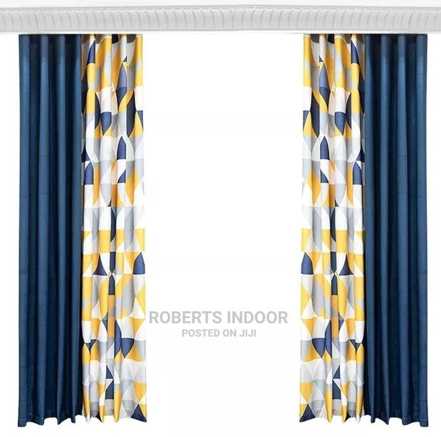 Printed Blue Elegant House Curtain