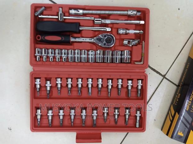 46 Pcs Tool Box Socket Wrench Set Chrome Vanadium - thumbnail 2