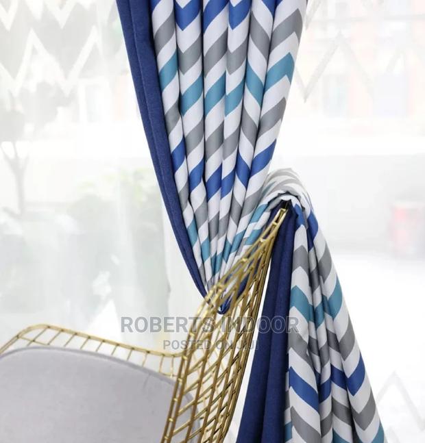 Printed Blue Elegant House Curtain