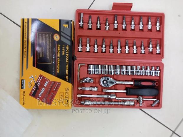 46 Pcs Tool Box Socket Wrench Set Chrome Vanadium - thumbnail 3