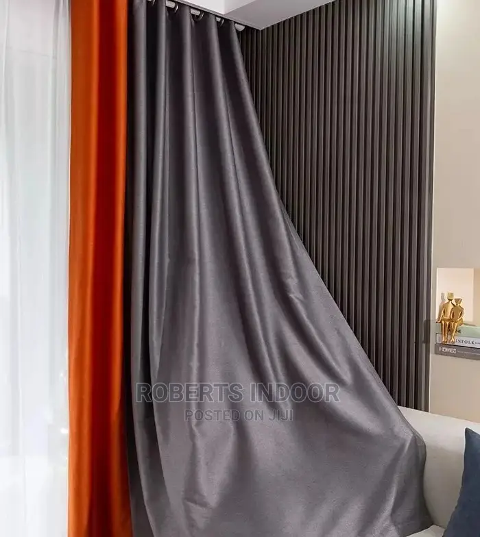 Grey and Orange House Curtain