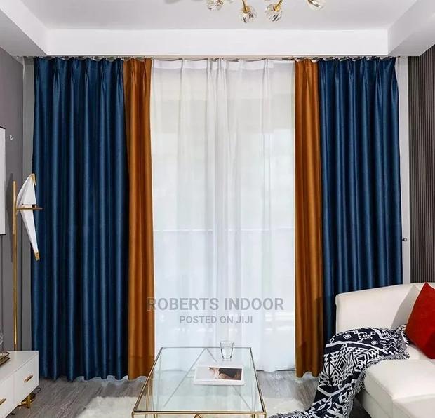Blue and Gold Elegant House Curtain - main view