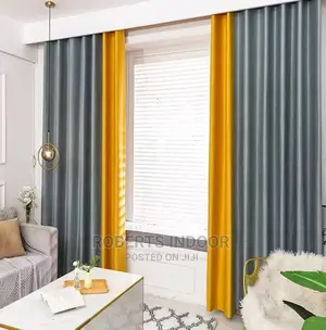 Yellow and Grey Elegant House Curtain