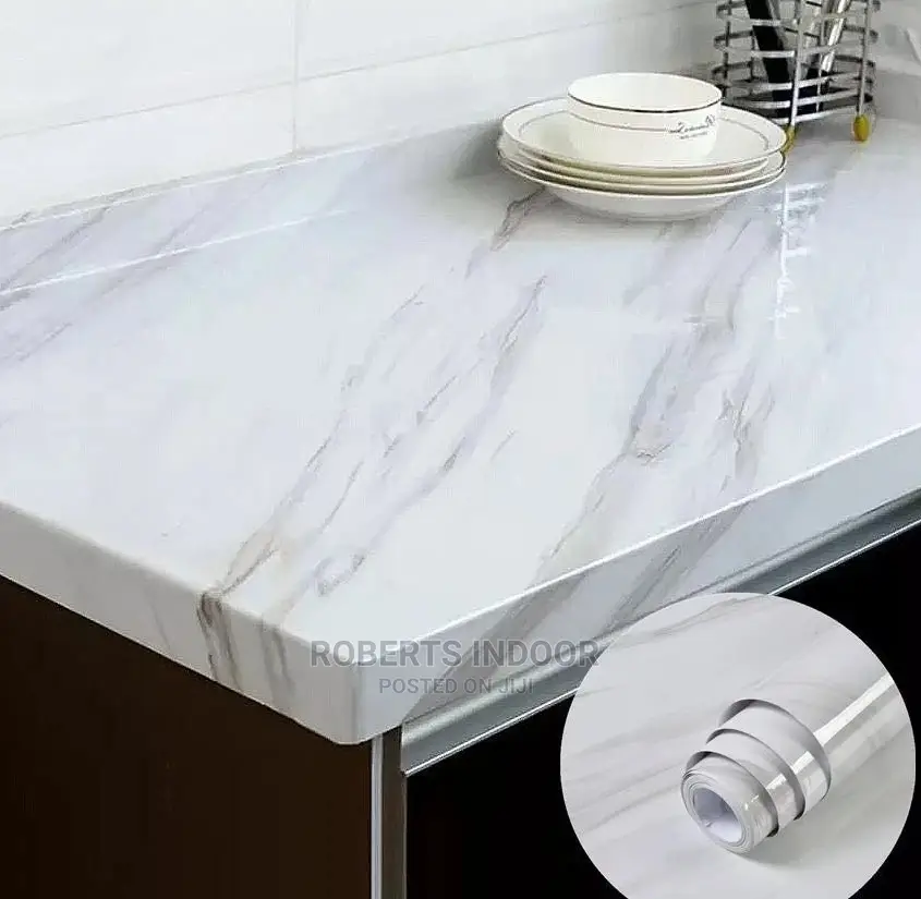 White Detailed Marble Contact Paper