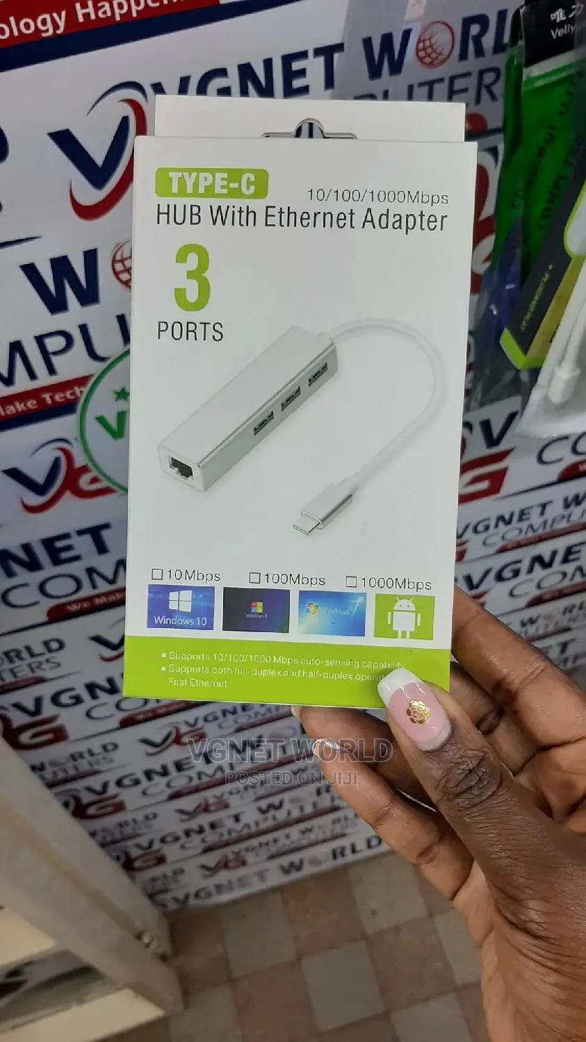 Type C Hub With Ethernet Adapter and 3 USB Ports