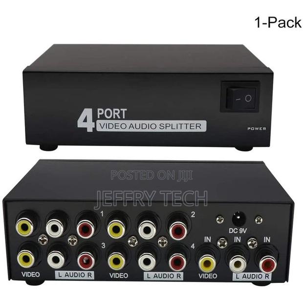 Rca Audio Video Splitter Rca for Cable Box 1x4 Port Splitter