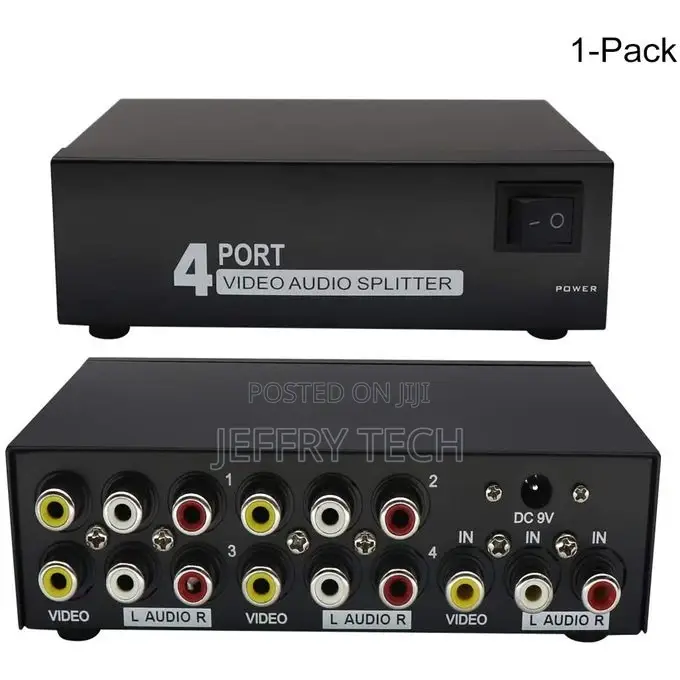 Rca Audio Video Splitter Rca for Cable Box 1x4 Port Splitter