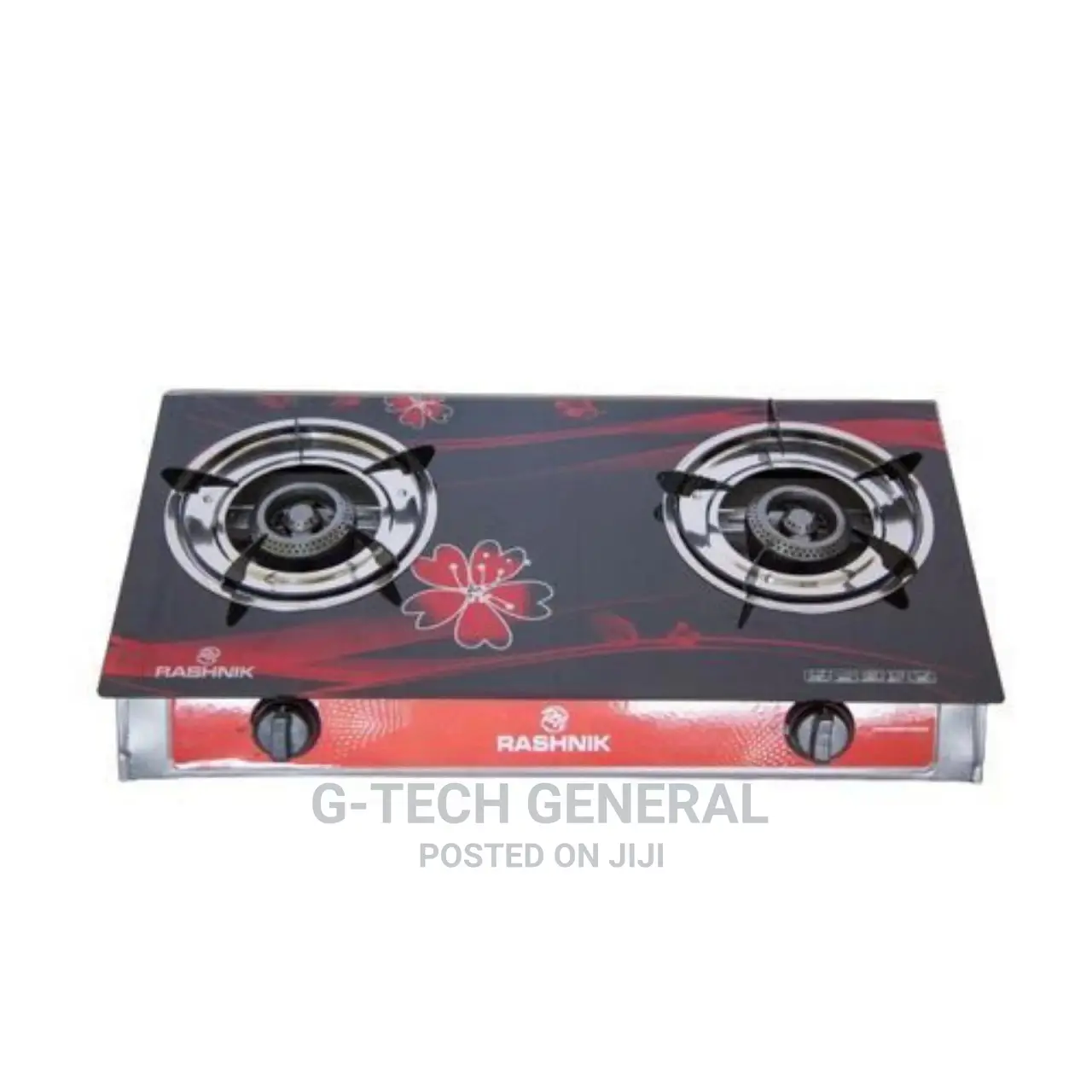 Rashnik Two Burner Table Top Gas Stove-Glass, Auto Ignition