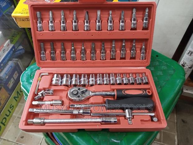 46pcs 1/4-Inch Socket Ratchet Wrench Combo Tools Kit Set - thumbnail 2