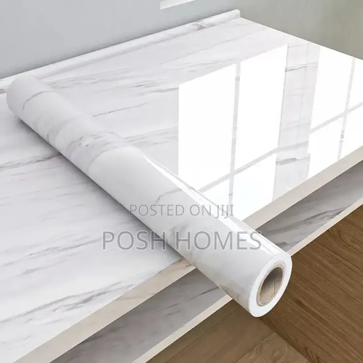 White Grey Marble Contact Paper