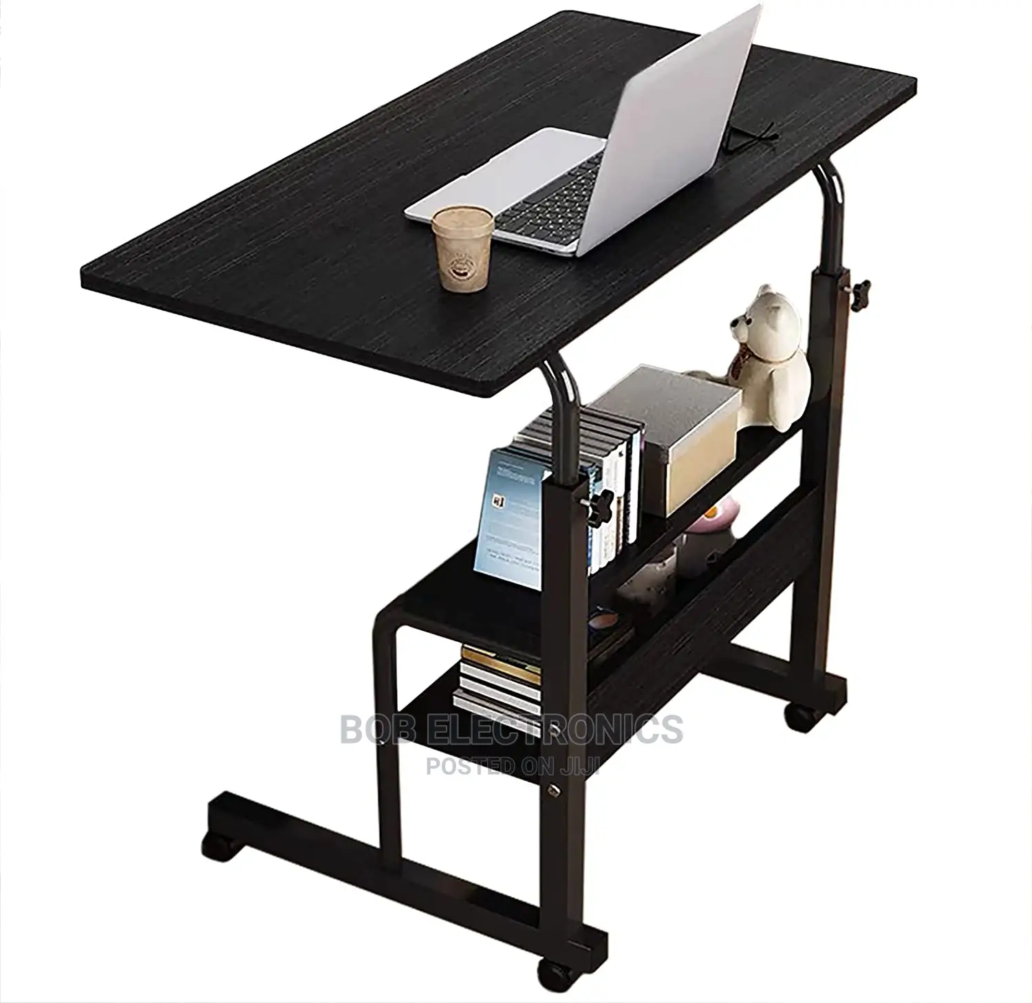 Black Laptop Table With Shelf