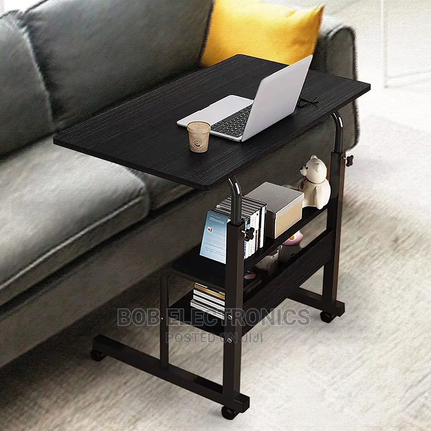 Black Laptop Table With Shelf