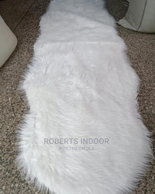 Elegant White Faux Far Mat - main view
