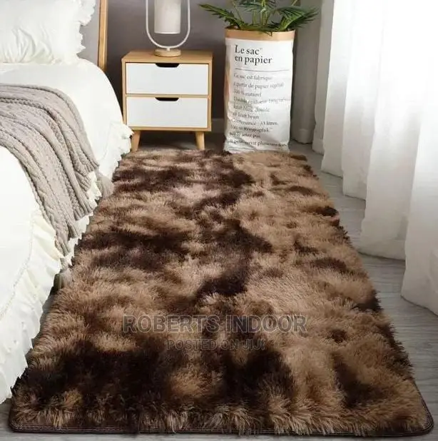 Brown Patched Fluffy Carpet
