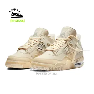 Air Jordans Retro 4 Off-White "Cream/Sail' Sneakers