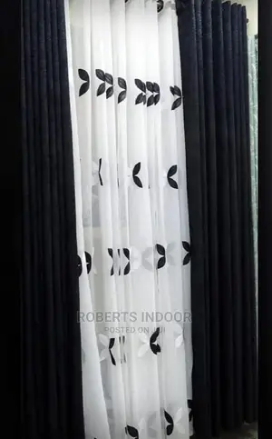 Black Linen Elegant House Curtain