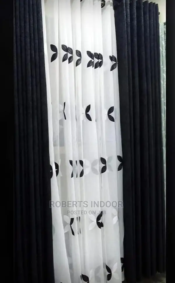 Black Linen Elegant House Curtain
