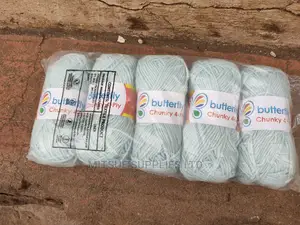A Packet Of 5 Powder Blue Chunky Yarns- Butterfly