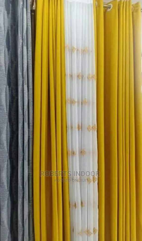 Mixed Grey and Yellow Window Curtain