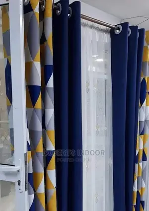Blended Plain and Print House Curtain