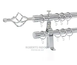 Silver Double 3m Curtain Rod