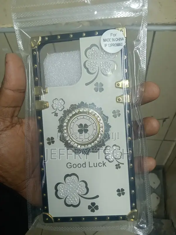 iPhone 13 Pro Max Bling Glitter Lucky Flower Square Case W
