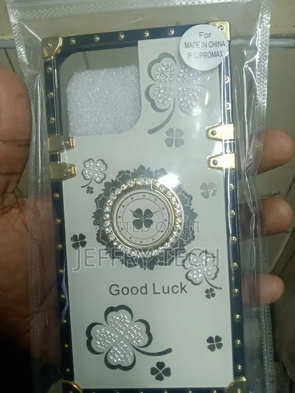 iPhone 13 Pro Max Bling Glitter Lucky Flower Square Case W