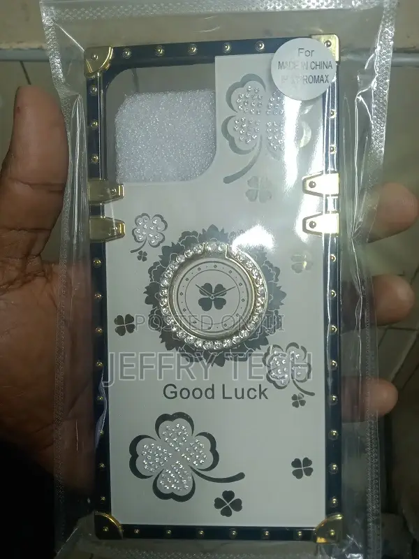 iPhone 13 Pro Max Bling Glitter Lucky Flower Square Case W