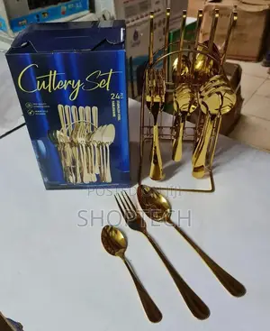 24 Pieces Golden Elegant Cutlery Set