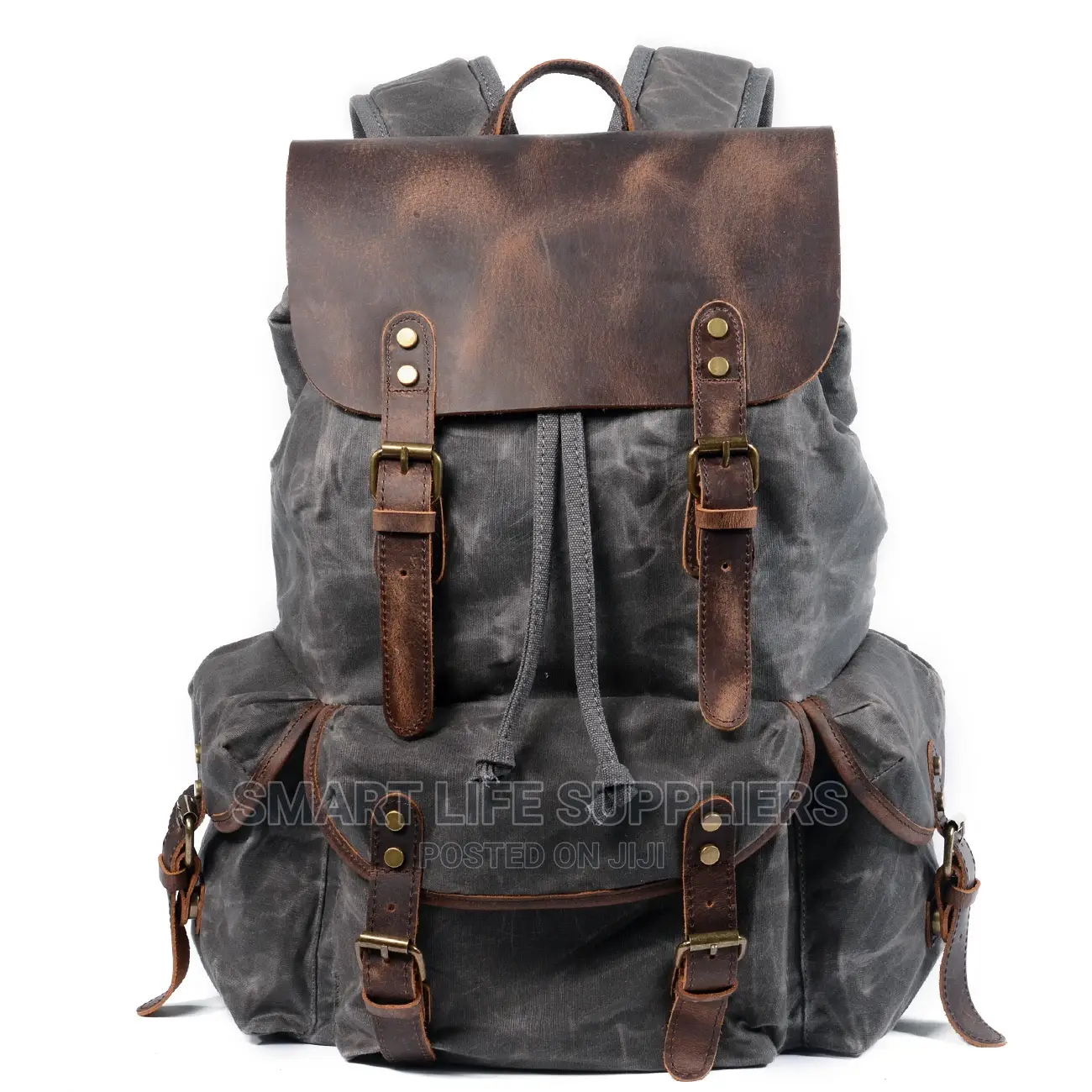 Vintage Waxed Canvas Leather Laptop Backpack Bags