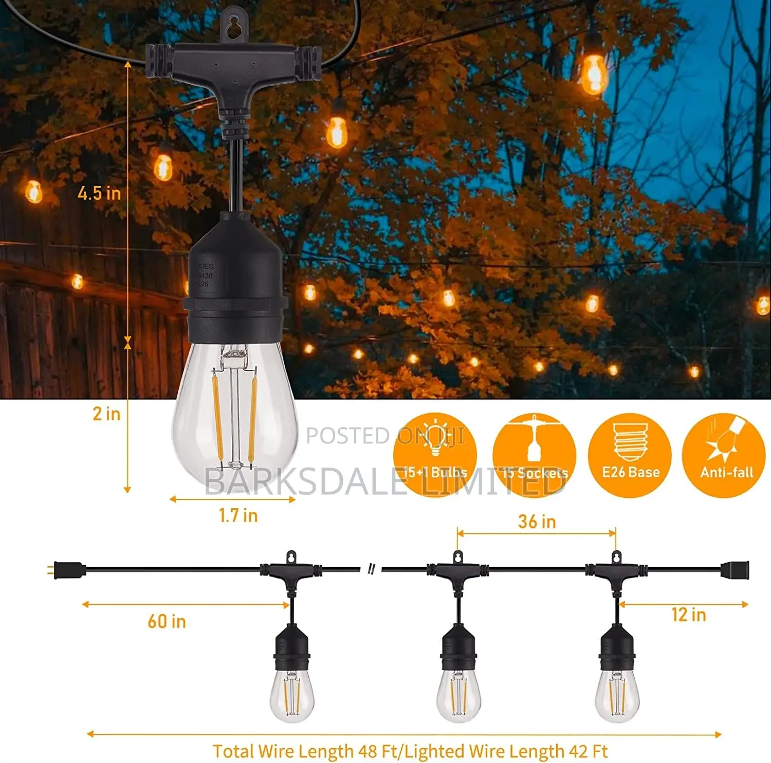 Christmas Xmas 15 Led Bulbs Outdoor Fairy Garden String