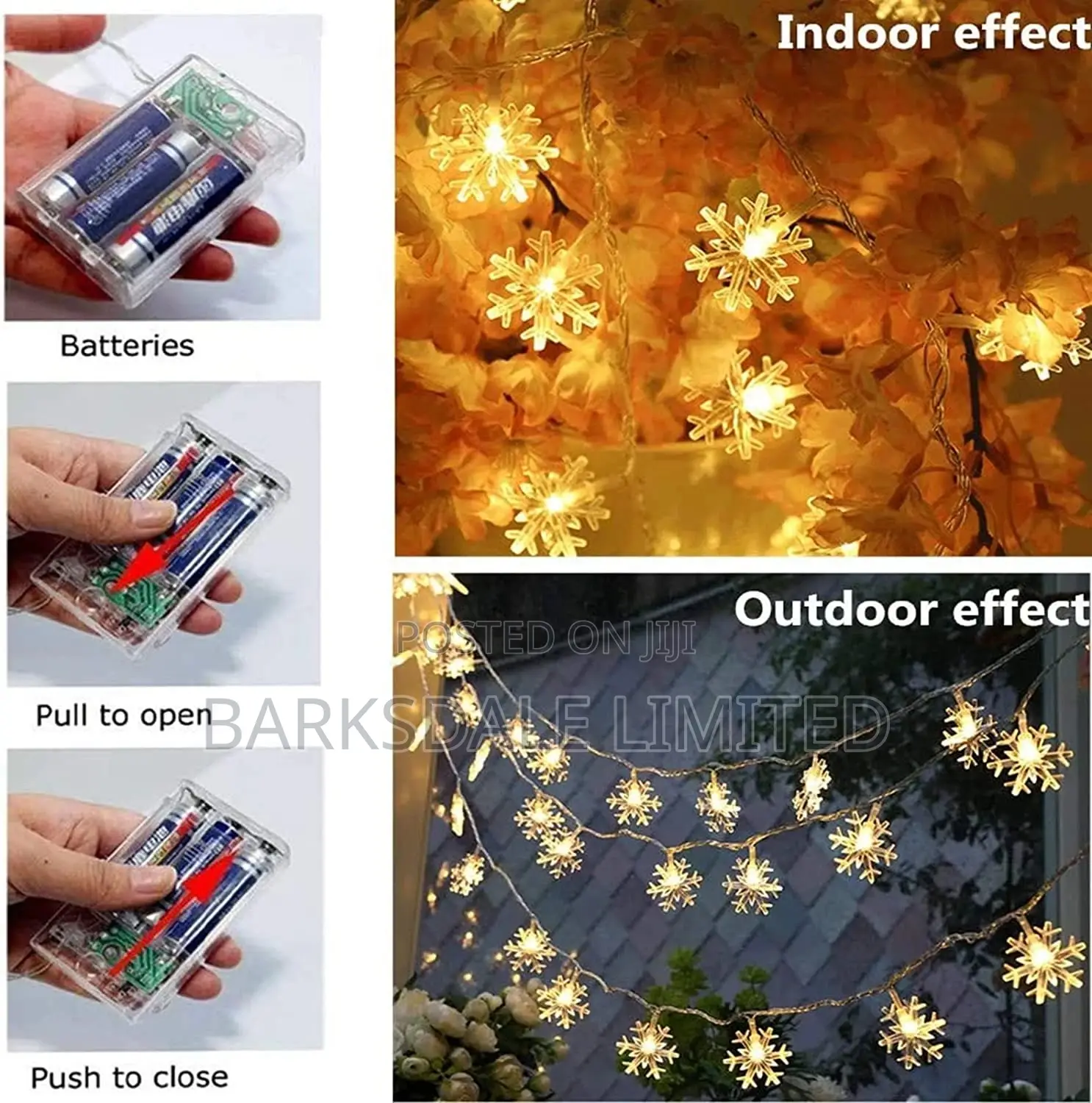 Christmas Lights Snowflake String 6M LED Fairy Battery Xmas