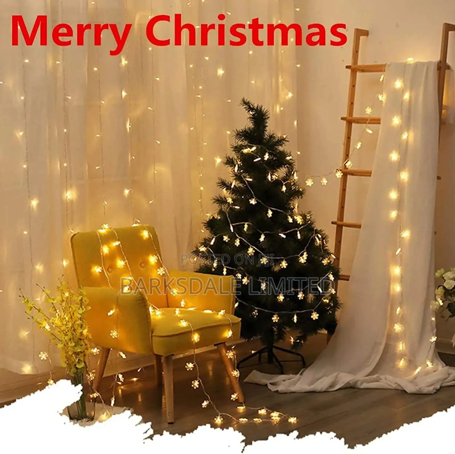 Christmas Lights Snowflake String 6M LED Fairy Battery Xmas
