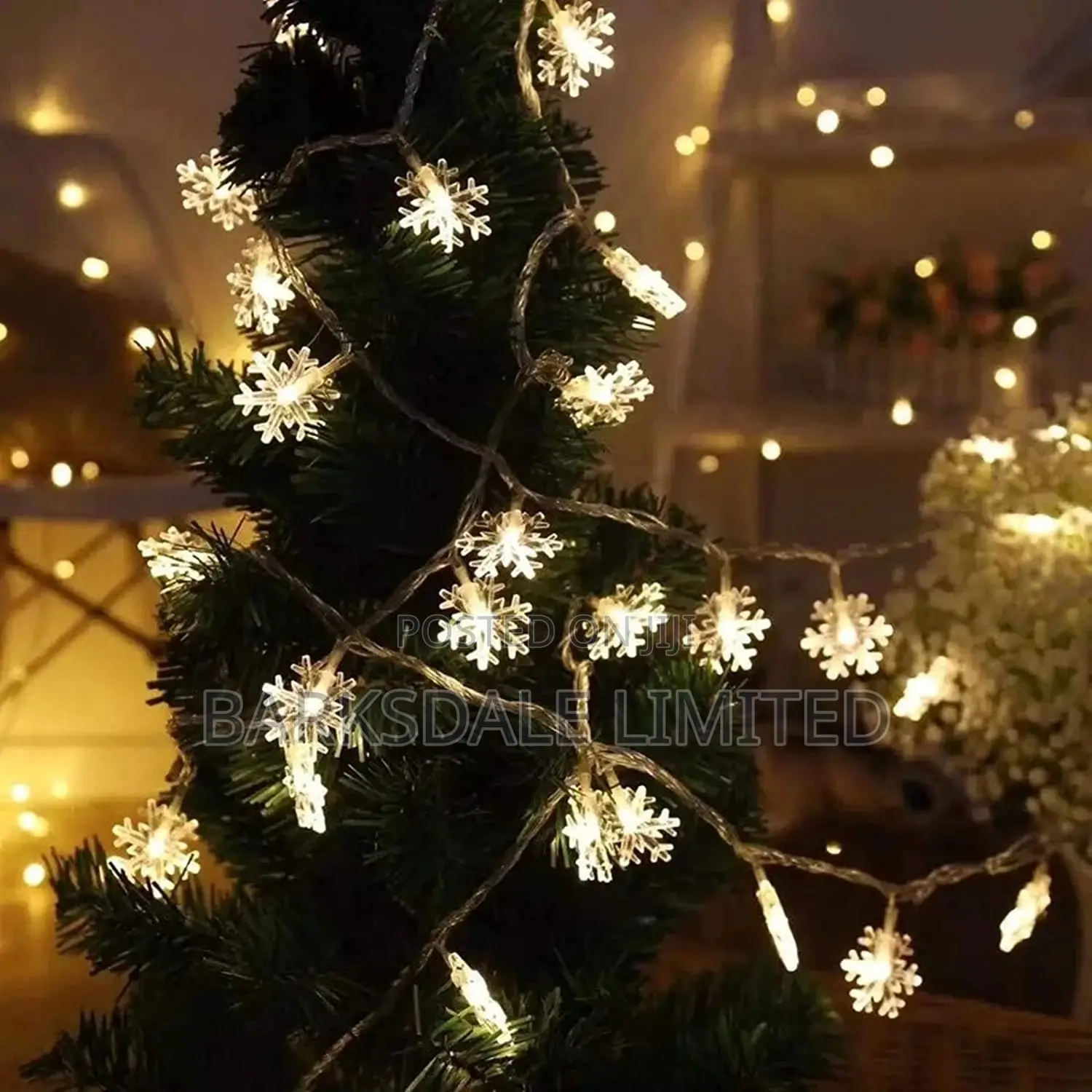 Christmas Lights Snowflake String 6M LED Fairy Battery Xmas