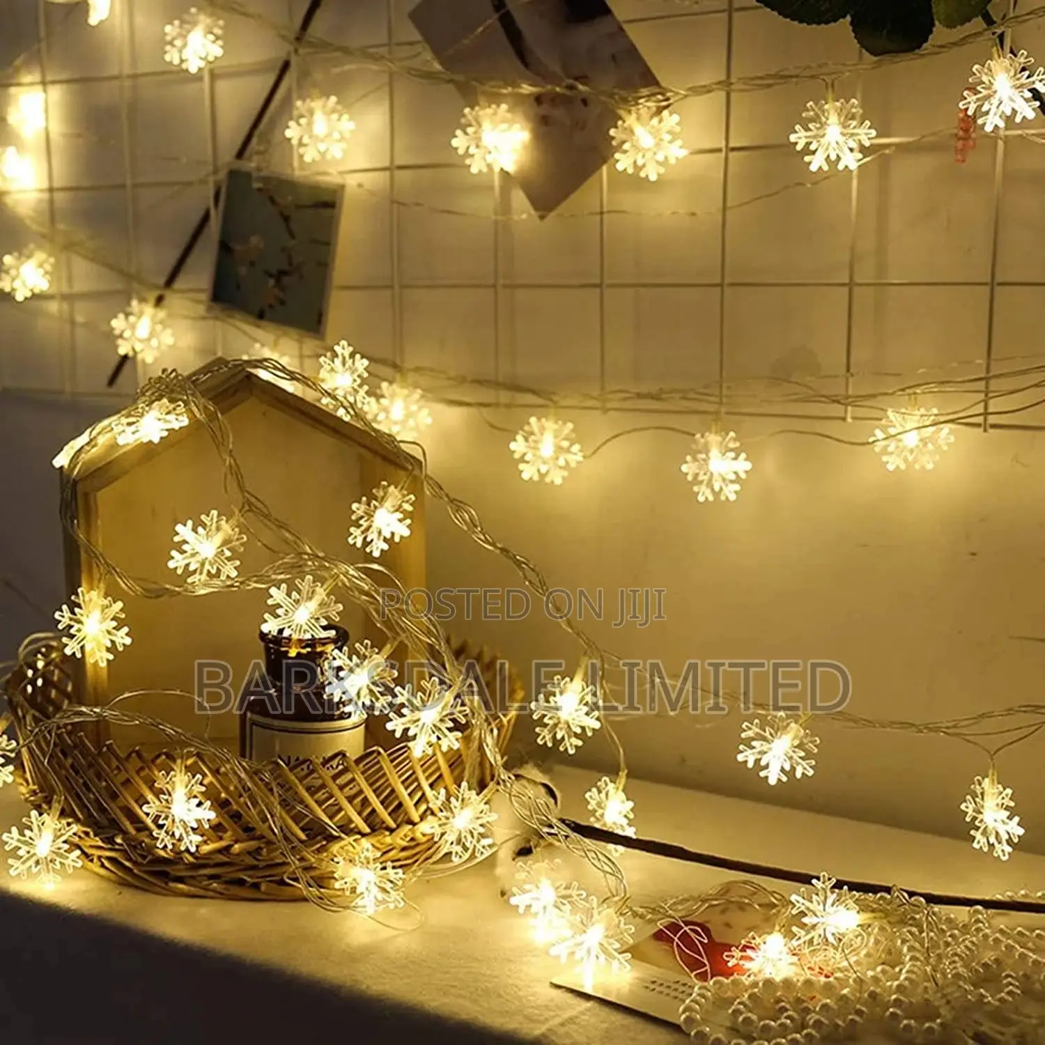 Christmas Lights Snowflake String 6M LED Fairy Battery Xmas