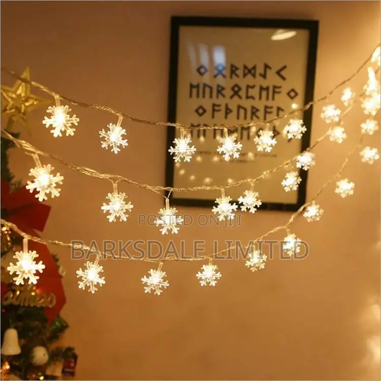 Christmas Lights Snowflake String 6M LED Fairy Battery Xmas