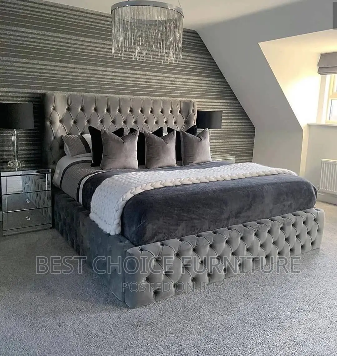 Super King Luxury Bed With Custom Made Bedside Tables in Kahawa