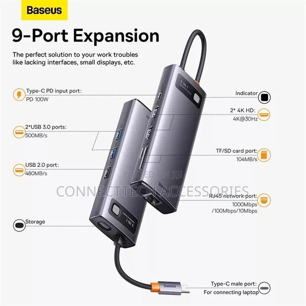 Baseus 9in1 USB C Hub Docking Station - thumbnail 6