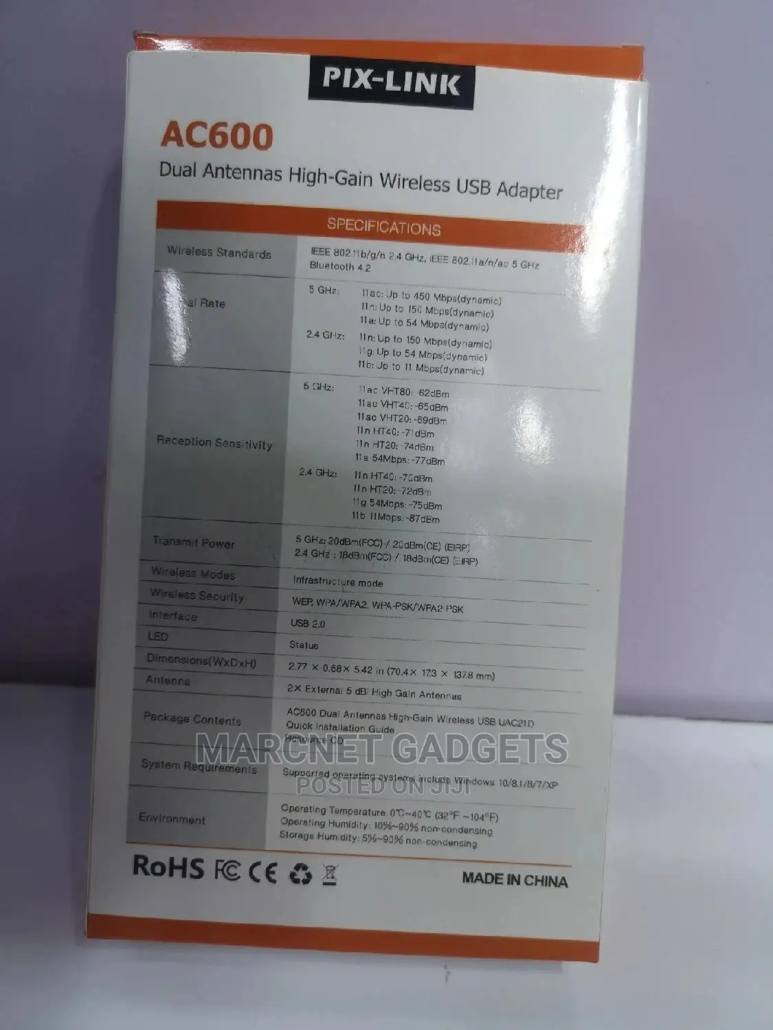 Dual Band Wifi Dongle 2.4, 5G With Bluetooth 4.2