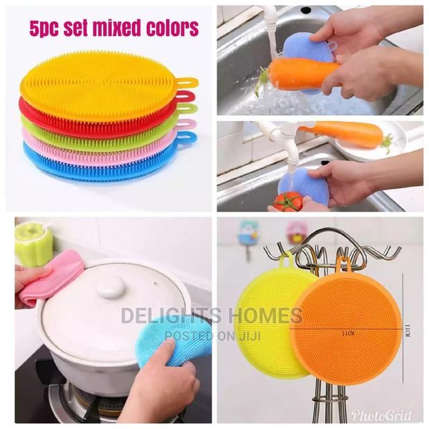 5pc Set Mixed Colors Dish Washing Silicone Scrubbers - main view