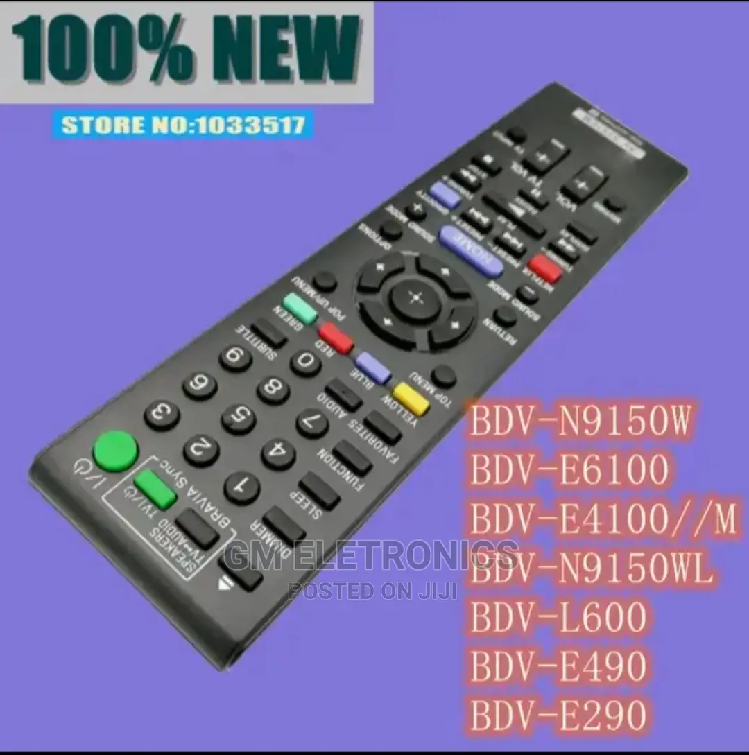 Sony Blu- Ray Dvd Hometheater Replacement Remote Control.