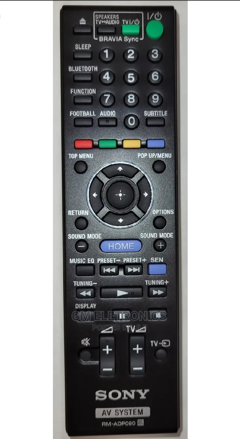 Sony Blu- Ray Dvd Hometheater Replacement Remote Control.