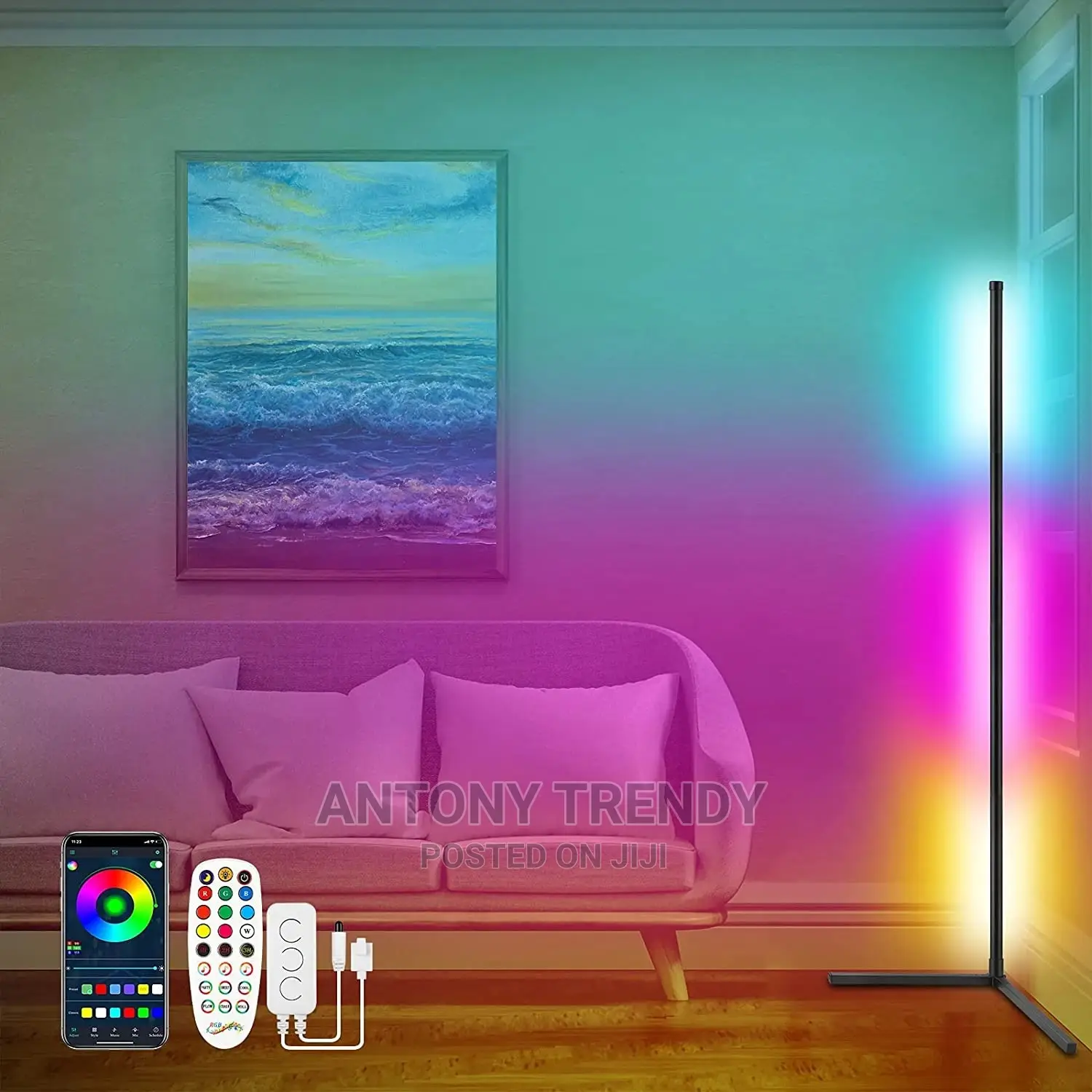 Modern RGB LED Corner Floor Lamp