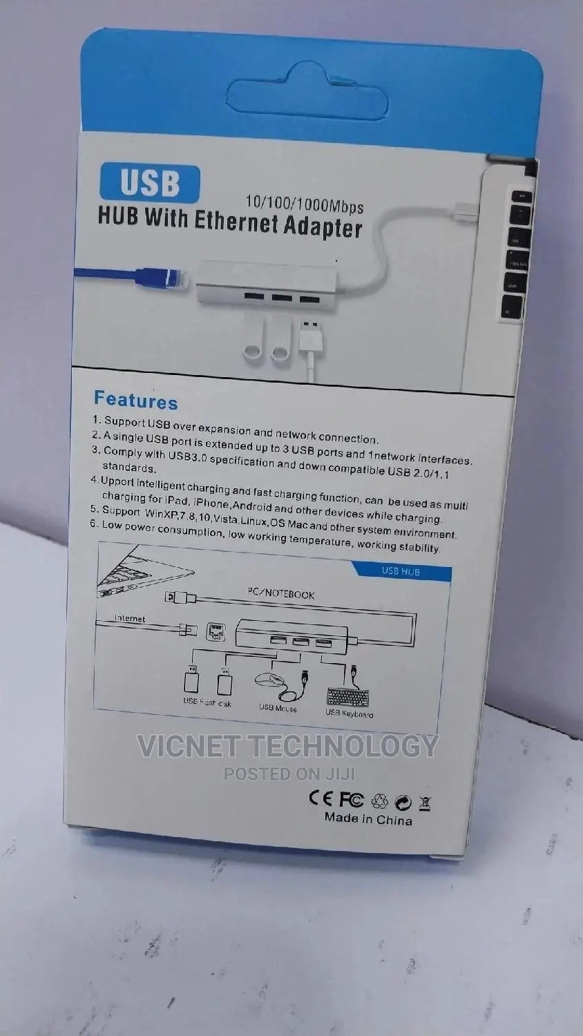Type C to 3 Port USB 3.0 Hub With Ethernet
