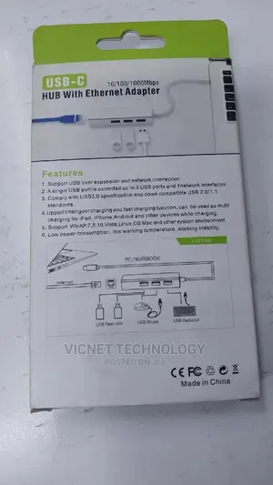 Type C to 3 Port USB 3.0 Hub With Ethernet