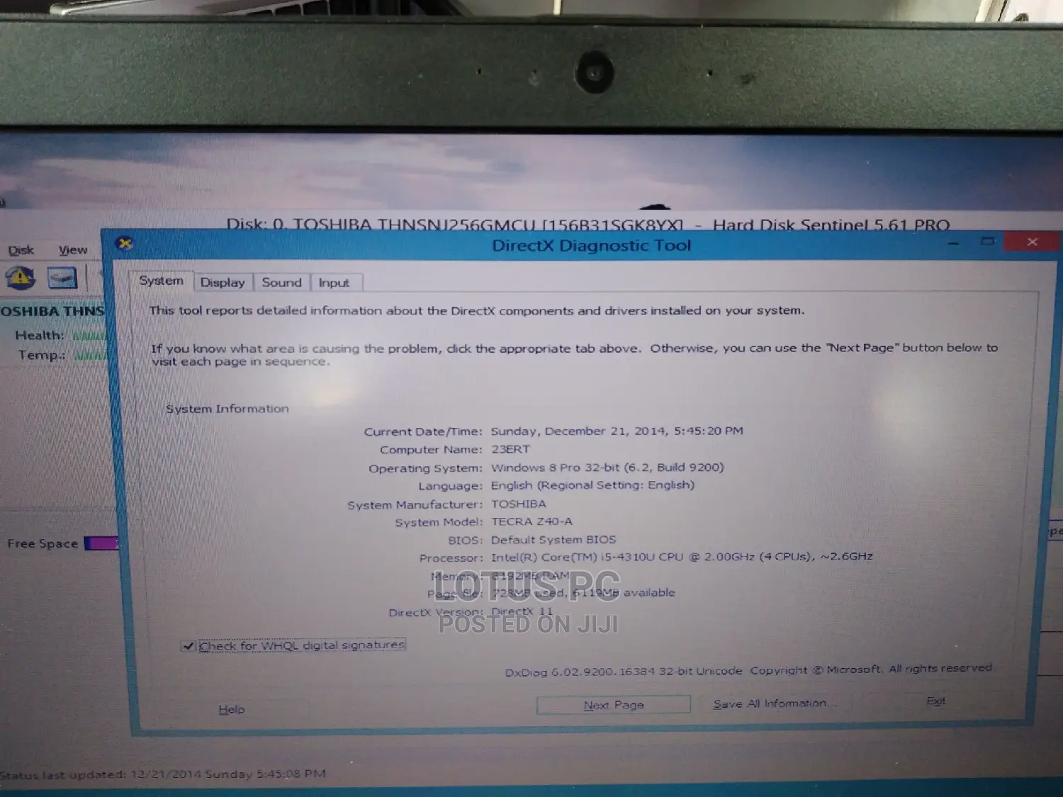 Laptop Toshiba Tecra Z40 8GB Intel Core I5 SSD 256GB