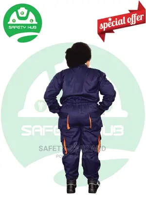 Navy Blue Cargo Overall/With Orange Patches