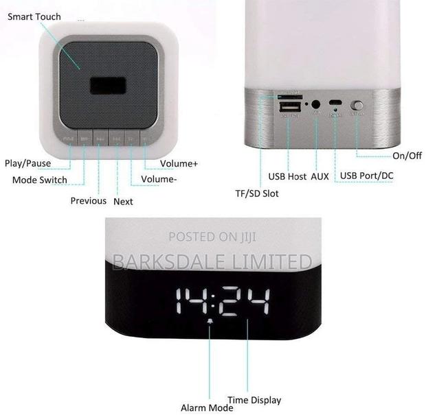 Bluetooth Speaker Square Bedside Light Lamp Cube Clock LED - thumbnail 2