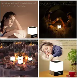 Bluetooth Speaker Square Bedside Light Lamp Cube Clock LED